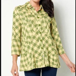 Women with Control | Golden Glow Plaid Knit Shacket